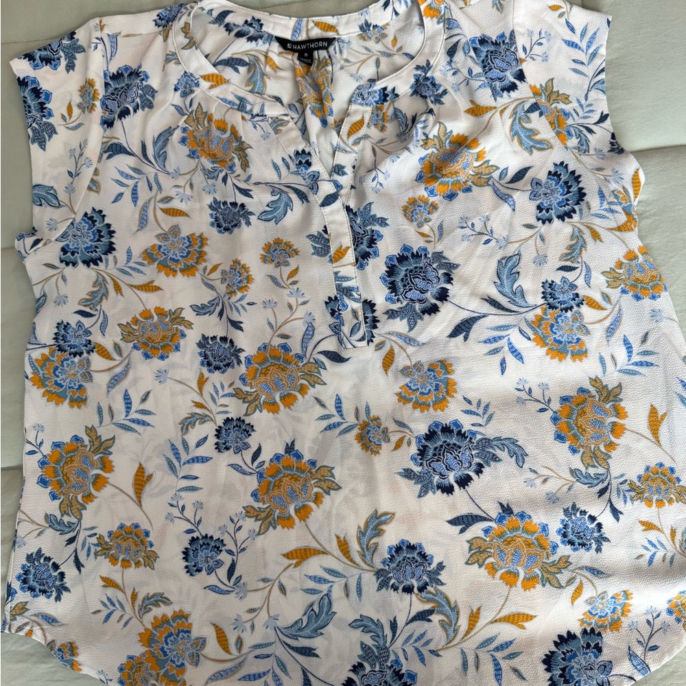 41 Hawthorn Blue and Yellow Floral Blouse